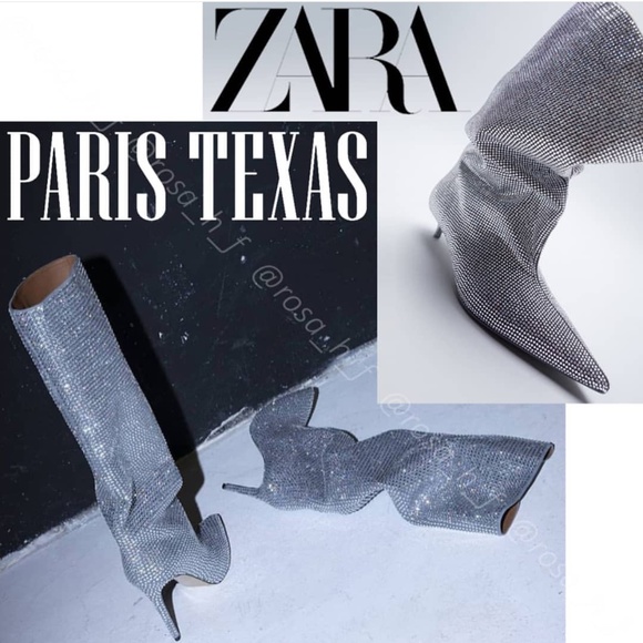 Zara Shoes - 💎 Zara Heeled Sparkly Boots "Silver" 💎